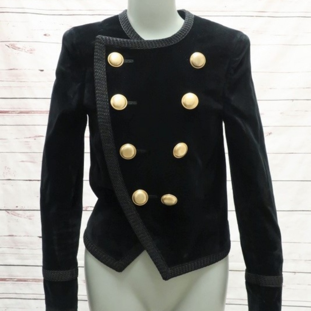 Saint Laurent Jacket Spencer Black Velvet Size 40 - Picture 2 of 8